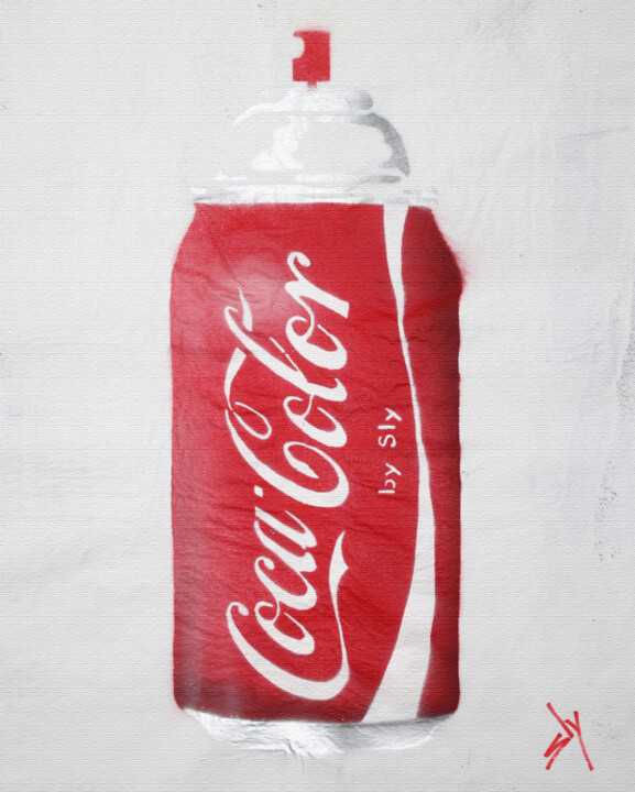 「Cocacolor (on canva…」というタイトルの絵画 Sly Artによって, オリジナルのアートワーク, スプレー式塗料