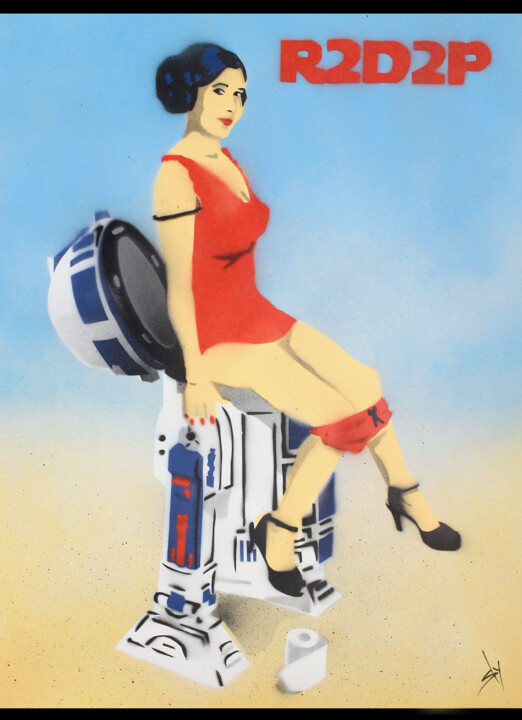 Pittura intitolato "R2D2P (on The Daily…" da Sly Art, Opera d'arte originale, Spray