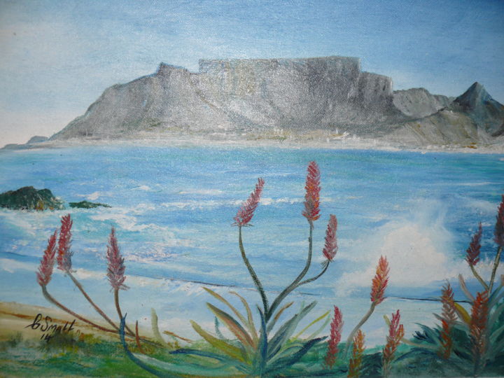 Painting titled "table-mountain-oil-…" by Charles, Original Artwork, Oil