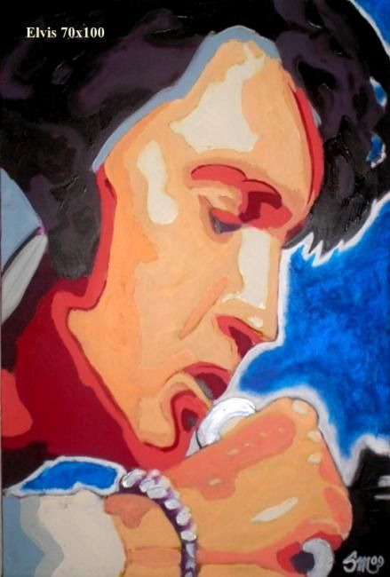 Peinture intitulée "Elvis on Stage" par Smconcept, Œuvre d'art originale, Huile