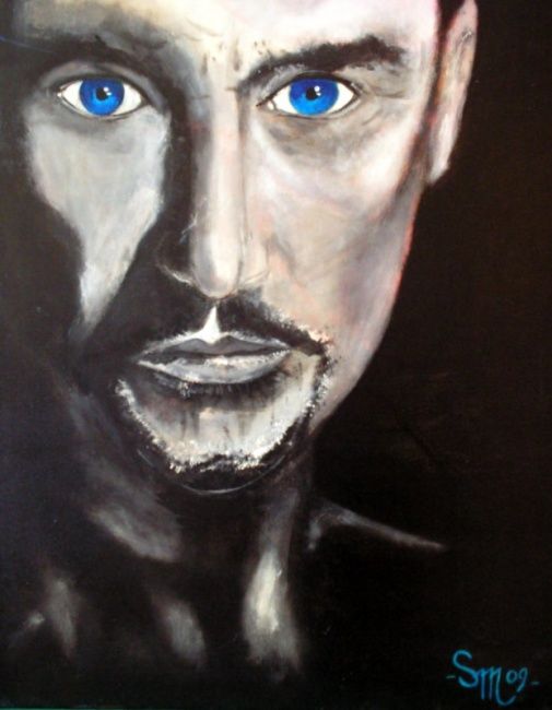 Painting titled "johnny hallyday" by Smconcept, Original Artwork, Oil