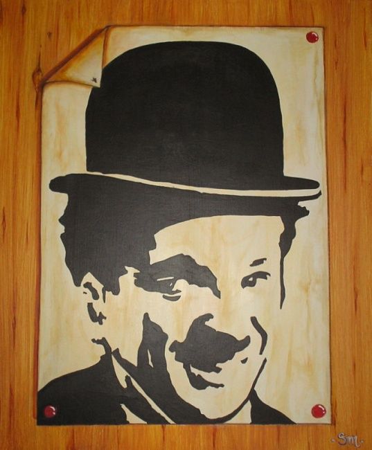 Painting titled "CHAPLIN" by Smconcept, Original Artwork, Oil