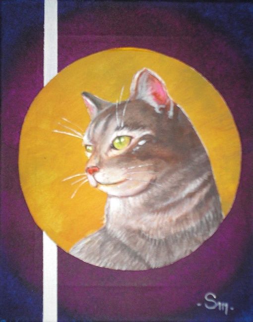 Painting titled "le chat 1" by Smconcept, Original Artwork, Oil