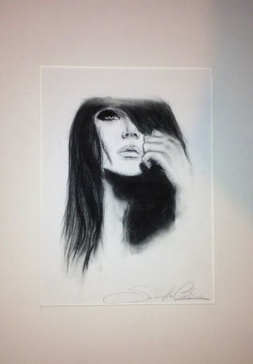 Drawing titled "Lady" by Cristina Smeraglia (Khristyn), Original Artwork, Charcoal