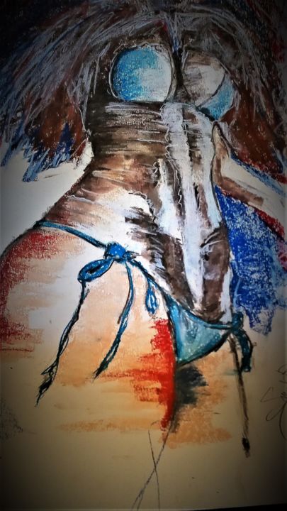 Painting titled "Abs" by Benny Smet, Original Artwork, Pastel