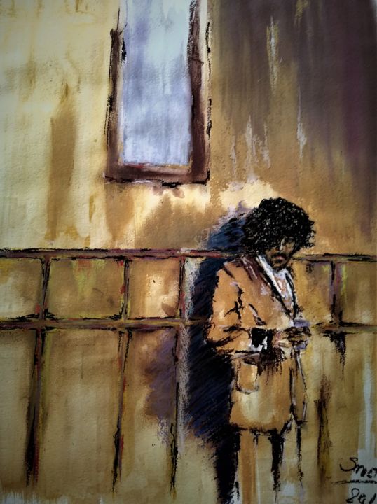 Painting titled "Lost...in my own wo…" by Benny Smet, Original Artwork, Pastel