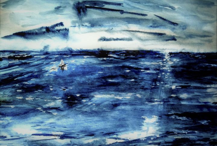 Peinture intitulée "I'm an ocean..." par Benny Smet, Œuvre d'art originale, Aquarelle