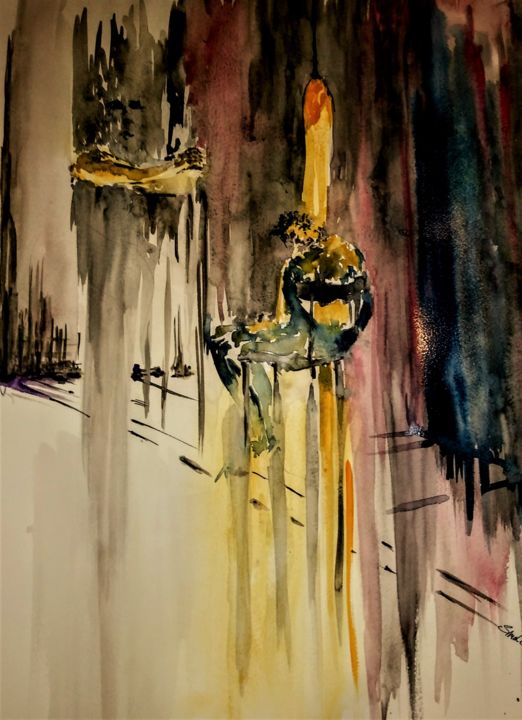 Painting titled "The art of keeping…" by Benny Smet, Original Artwork, Watercolor