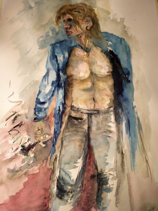 Painting titled "I'm still the same.…" by Benny Smet, Original Artwork, Watercolor