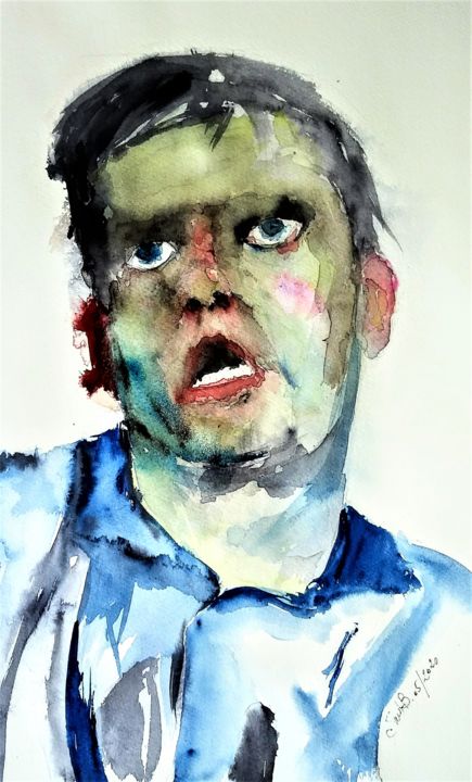 Painting titled "I've lost control a…" by Benny Smet, Original Artwork, Watercolor