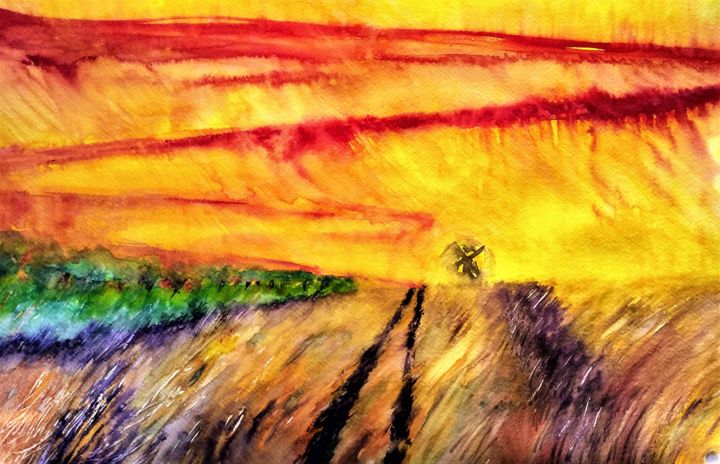 Painting titled "Some winds blow for…" by Benny Smet, Original Artwork, Watercolor