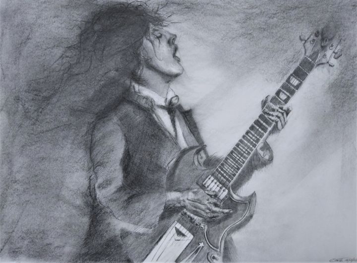 Drawing titled "Ride on..." by Benny Smet, Original Art, Charcoal