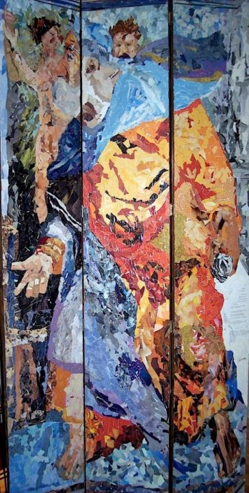 Collages intitulée "Ezekial" par Steve Smilen, Œuvre d'art originale, Crayon