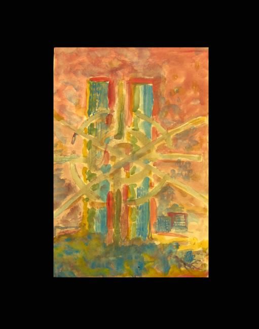 Drawing titled "twinTowers" by Smaïl Oulebsir, Original Artwork