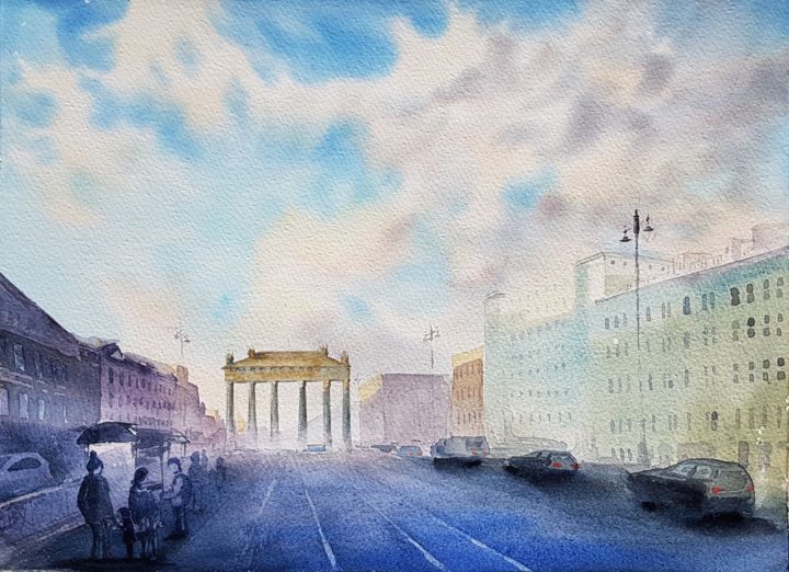 Peinture intitulée "The triumphal gate…" par Irina Smirnova, Œuvre d'art originale, Aquarelle