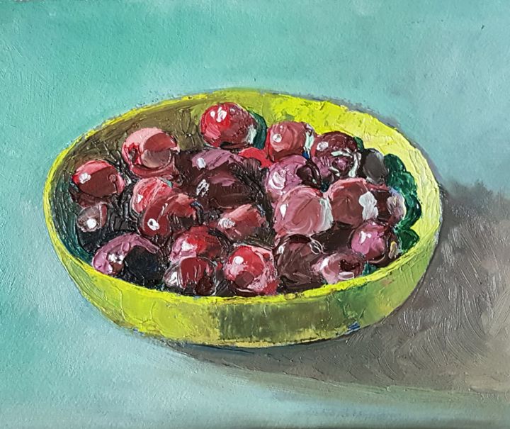 Painting titled "Cherries" by Irina Smirnova, Original Artwork, Oil