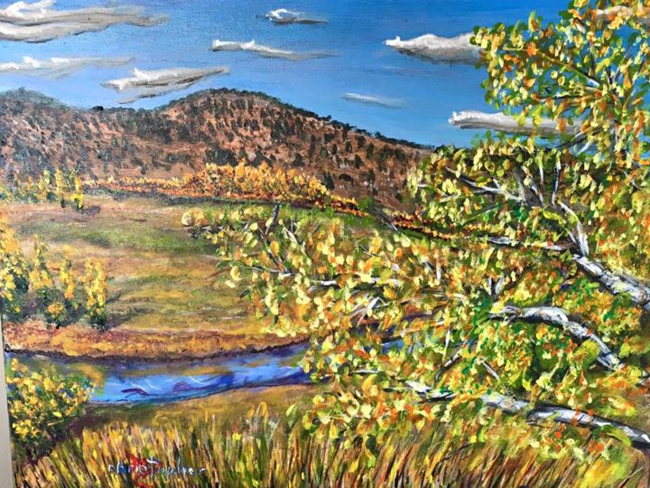 Painting titled "aspen-meadow.jpg" by Mark Smith, Original Artwork, Acrylic