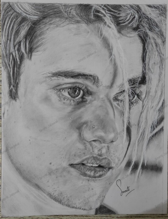 Desenho intitulada "Justin Bieber" por Smriti Jaiswal, Obras de arte originais, Lápis