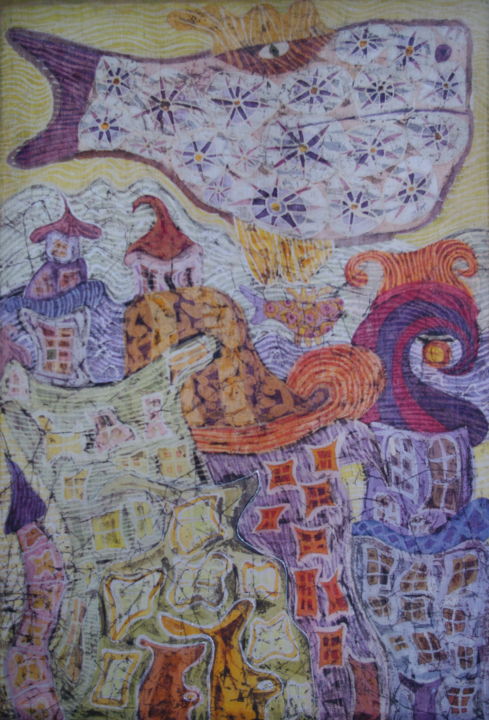 Textilkunst mit dem Titel "Под водой" von Victoria Smurova, Original-Kunstwerk, Stoff