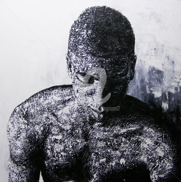 Malarstwo zatytułowany „Black & White” autorstwa Smyriam, Oryginalna praca, Akryl Zamontowany na Drewniana rama noszy
