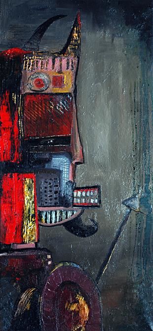 Peinture intitulée "guerrier" par Nicolas Gosnat, Œuvre d'art originale,