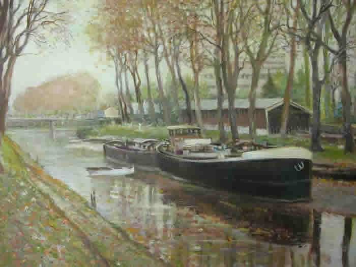 Peinture intitulée "canal du midi autom…" par Jean Delor, Œuvre d'art originale