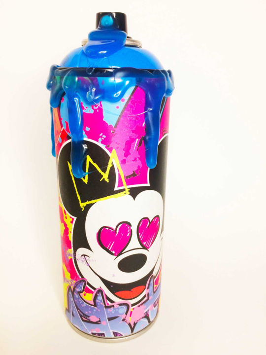 Sculpture titled "Mickey Graffiti" by Sneak, Original Artwork, Stainless Steel