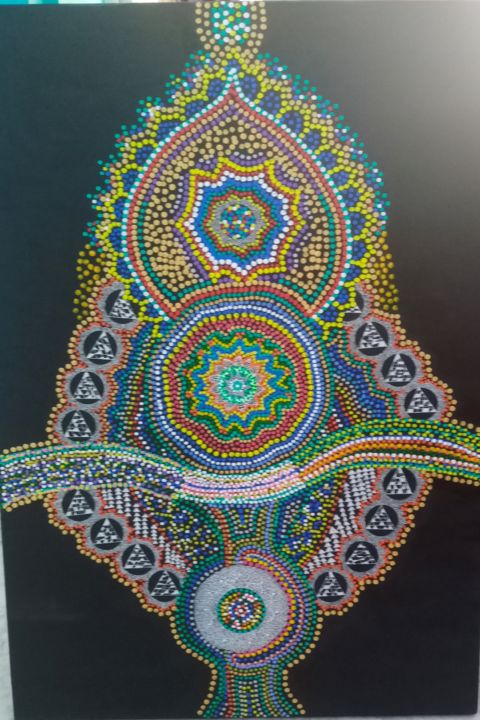 Painting titled "Dot Mandala. Fresh…" by Sneha Bhaumik, Original Artwork, Tapestry