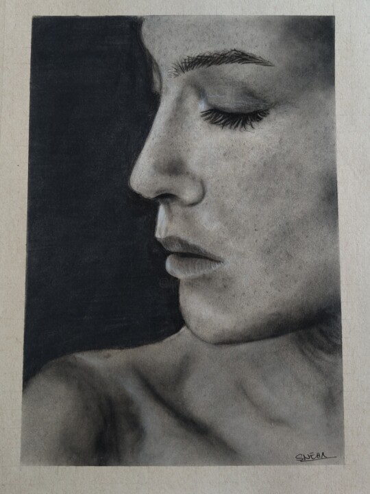 Drawing titled "Silence" by Sneha Lobo, Original Artwork, Charcoal