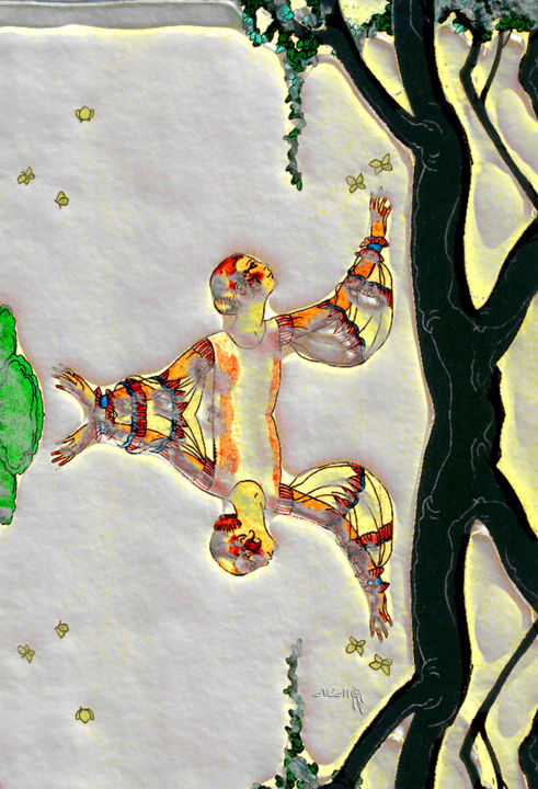 Peinture intitulée "La chasse aux papil…" par Sniegourotchka, Œuvre d'art originale, Peinture numérique
