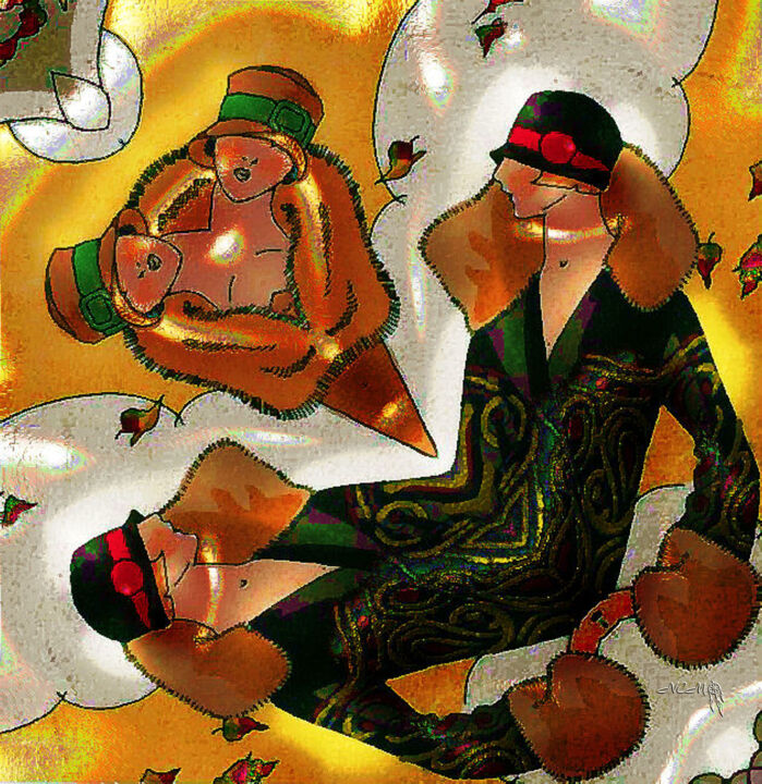 Pintura titulada "L'automne des Éléga…" por Sniegourotchka, Obra de arte original, Pintura Digital