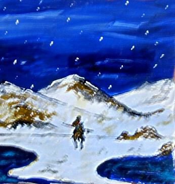 Pittura intitolato "Inuit Snowfall" da Rick Wood, Opera d'arte originale