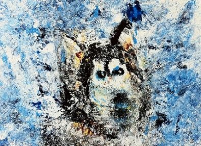 Peinture intitulée "husky" par Sny, Œuvre d'art originale, Huile