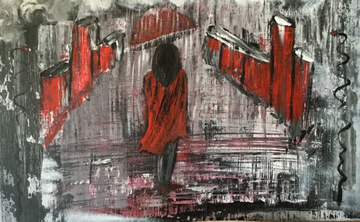 Painting titled "Jour de pluie" by So Art, Original Artwork, Acrylic