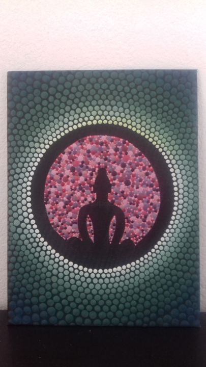Painting titled "Bouddha pointillisme" by Soart, Original Artwork, Acrylic