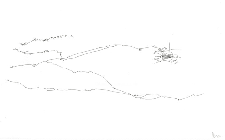 Рисунок под названием "Topographie #34" - Soazic De, Подлинное произведение искусства, Чернила