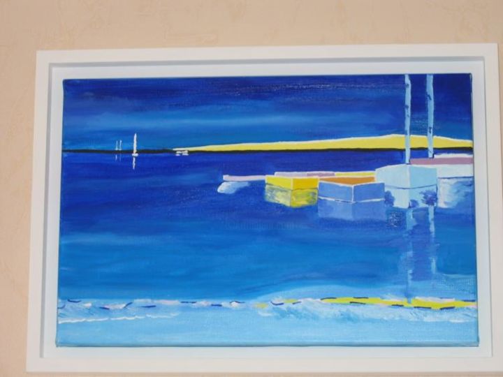Painting titled "bateaux sur l'horiz…" by Soazig Balcon, Original Artwork