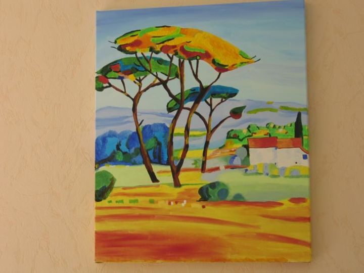 Painting titled "arbres dans la natu…" by Soazig Balcon, Original Artwork