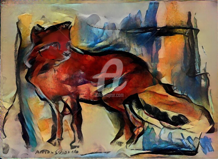 Artes digitais intitulada "Red Fox" por Sobreira Airton, Obras de arte originais, Pintura digital