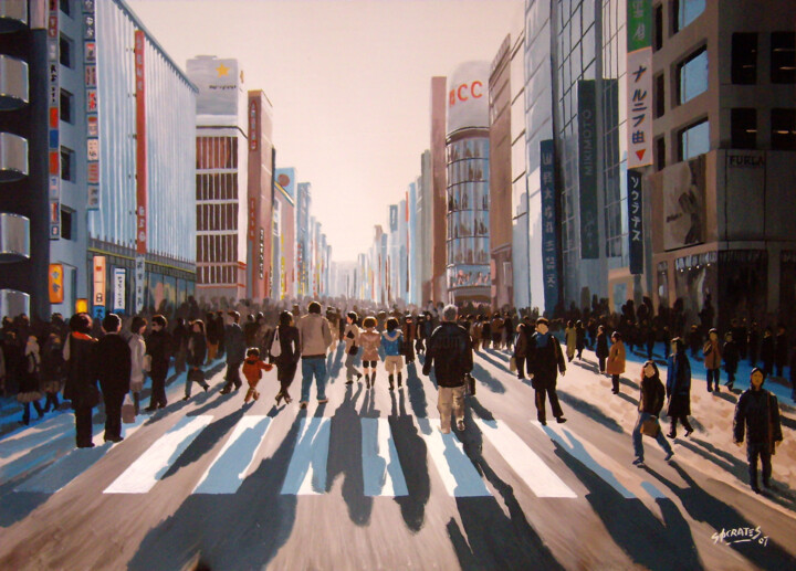 Pintura titulada "Ginza, Tokyo #10" por Sócrates Rízquez, Obra de arte original, Esmalte Montado en Bastidor de camilla de m…