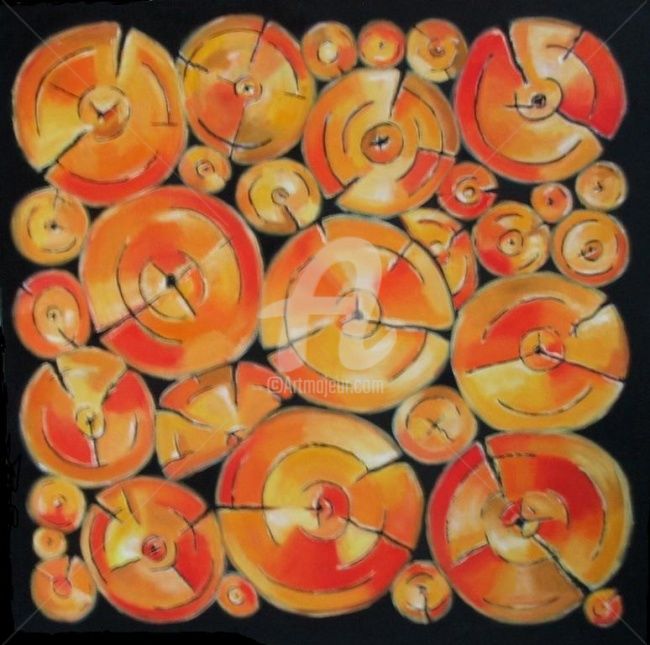 Pittura intitolato "orange firewood" da Cj.Sodder, Opera d'arte originale, Olio