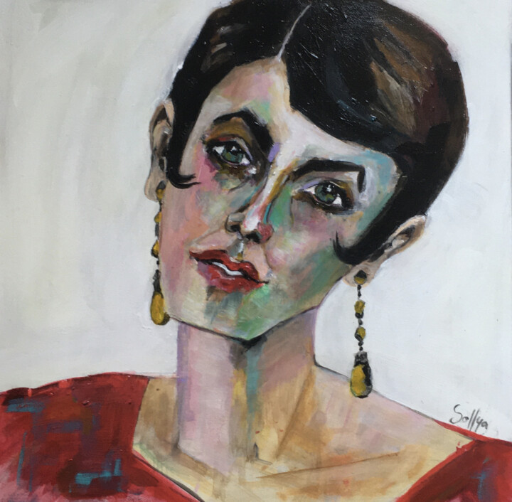 Malerei mit dem Titel "Greta" von Soffya, Original-Kunstwerk, Acryl