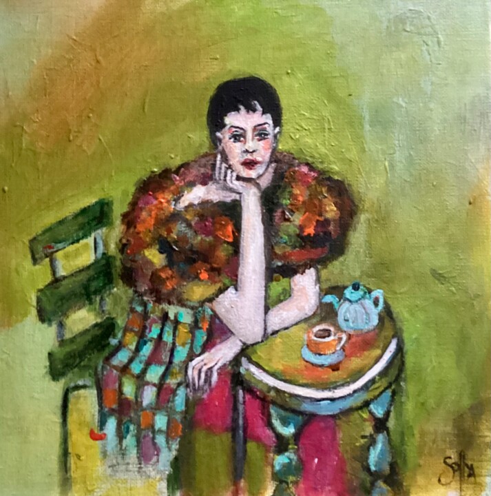 Pittura intitolato "Tea time" da Soffya, Opera d'arte originale, Acrilico