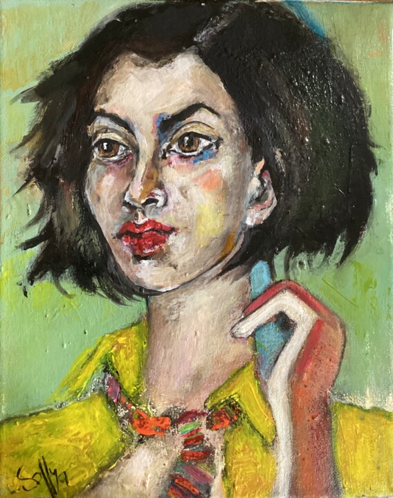 Pintura titulada "Elle porte chemise…" por Soffya, Obra de arte original, Acrílico