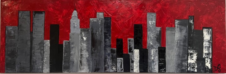 Malerei mit dem Titel "MANHATTAN" von Déesse, Original-Kunstwerk, Öl Auf Keilrahmen aus Holz montiert