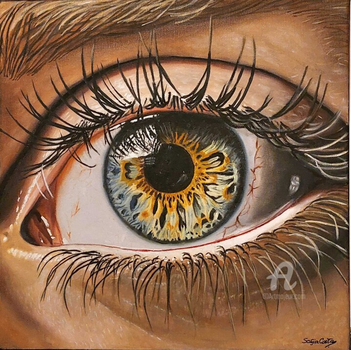 Pintura intitulada "Olhar da Alma" por Sofia Costa, Obras de arte originais, Óleo Montado em Armação em madeira