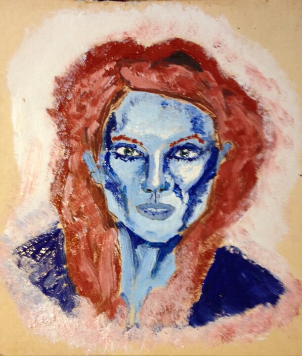 Peinture intitulée ""Red Head"" par Sofia De Segonzac, Œuvre d'art originale, Acrylique