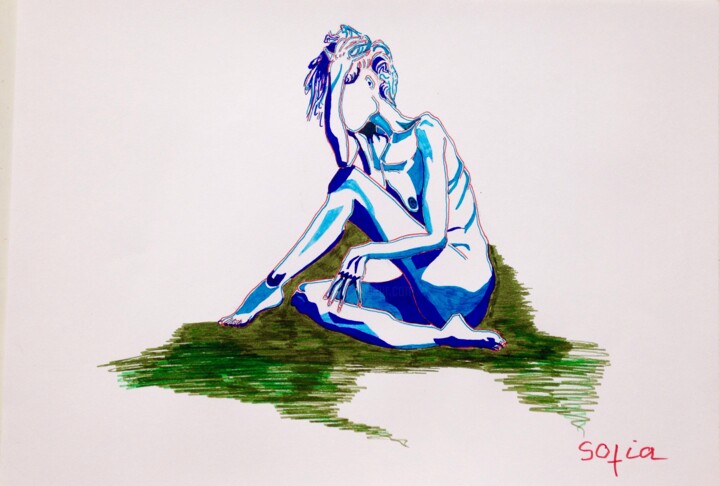 Drawing titled ""Android "" by Sofia De Segonzac, Original Artwork, Conté