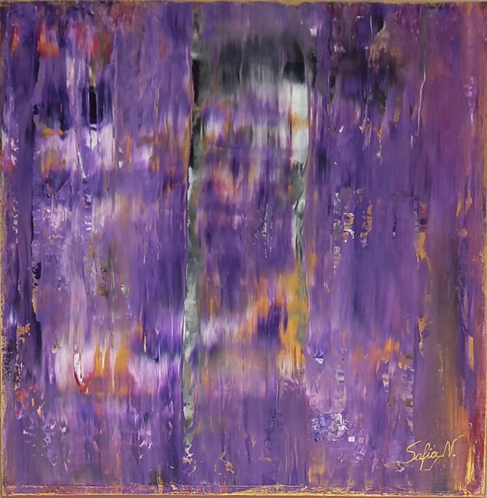 Peinture intitulée "Purple Fog" par Sofia Nikolaou, Œuvre d'art originale, Acrylique