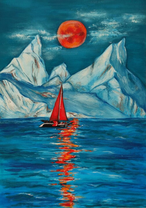 Peinture intitulée "Moonlight" par Sofiia Shilkina, Œuvre d'art originale, Gouache